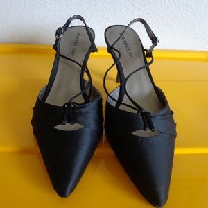 Black, satin evening shoe